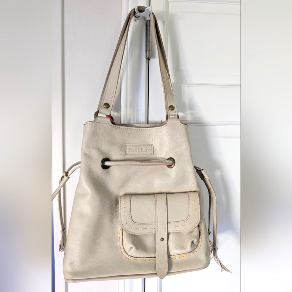 Polo Hut Cream Leather Shoulder Bag